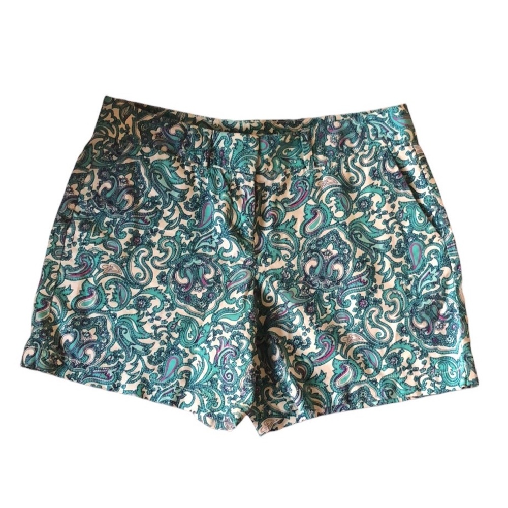 LOFT Paisley Green, Blue, White Shorts  Women’s Size 4